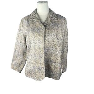 Chico's  Jacket Gold Seize 2 Multicolor Metallic Jacquard Pattern Festive